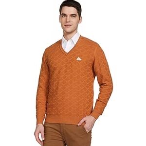 Monte Carlo Men's V-Neck Quilted Sweater - Rust